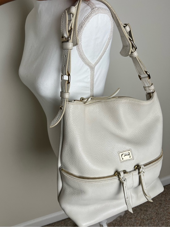 Dooney & Bourke Handbags - Dooney & Bourke Dillen Large Off-White Pebbled Leather Pocket Sac Hobo